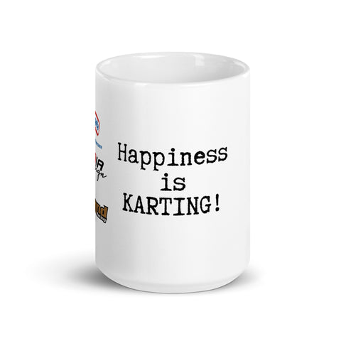 HAPPINESS IS KARTING White glossy mug